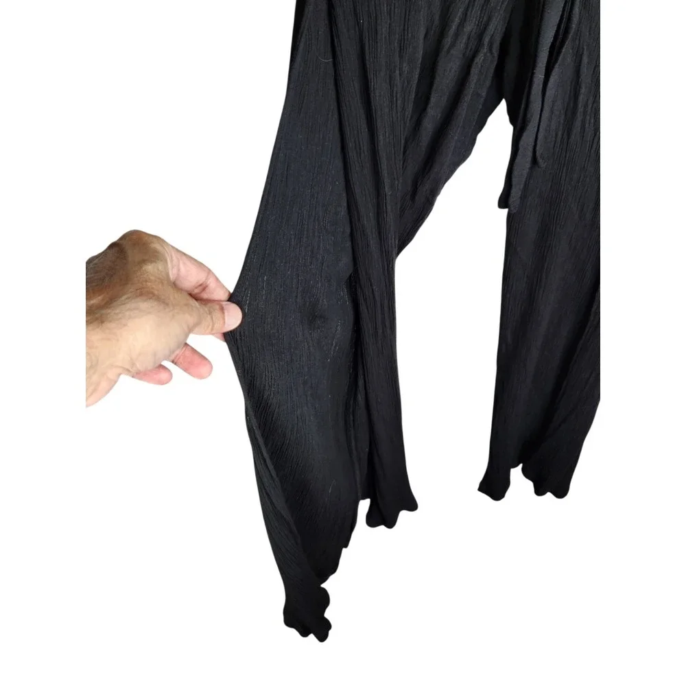 BECCA Cover Up Split‎ Leg Pants Size Medium Black Tie Front Beach Pool Cruise